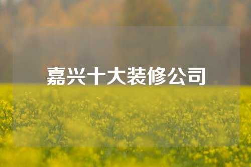 嘉兴十大装修公司
