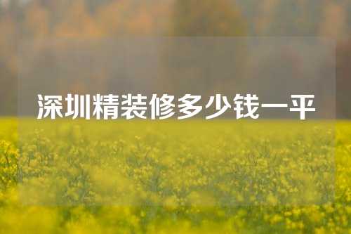 深圳精装修多少钱一平