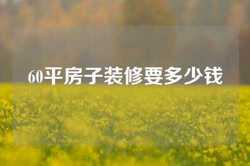 60平房子装修要多少钱