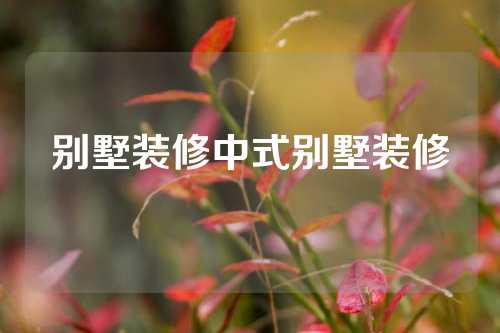 别墅装修中式别墅装修