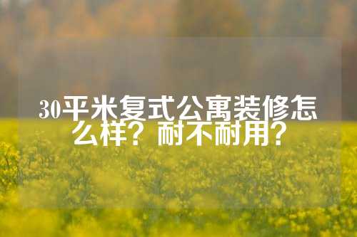 30平米复式公寓装修怎么样？耐不耐用？