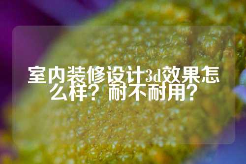 室内装修设计3d效果怎么样？耐不耐用？