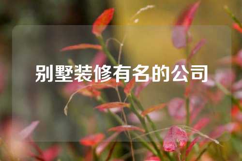 别墅装修有名的公司