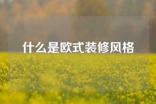 什么是欧式装修风格
